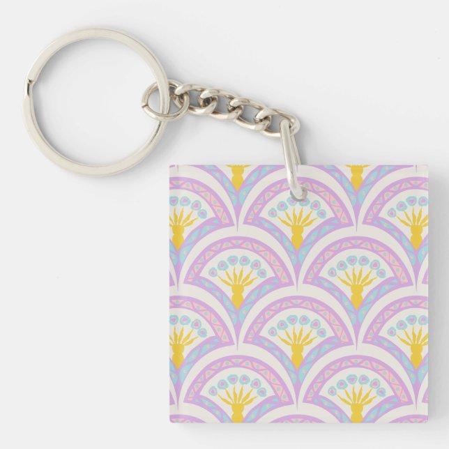 Pastel colored shell pattern keychain (Front)