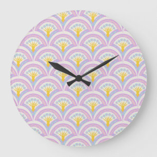 Pastel colored shell pattern large clock