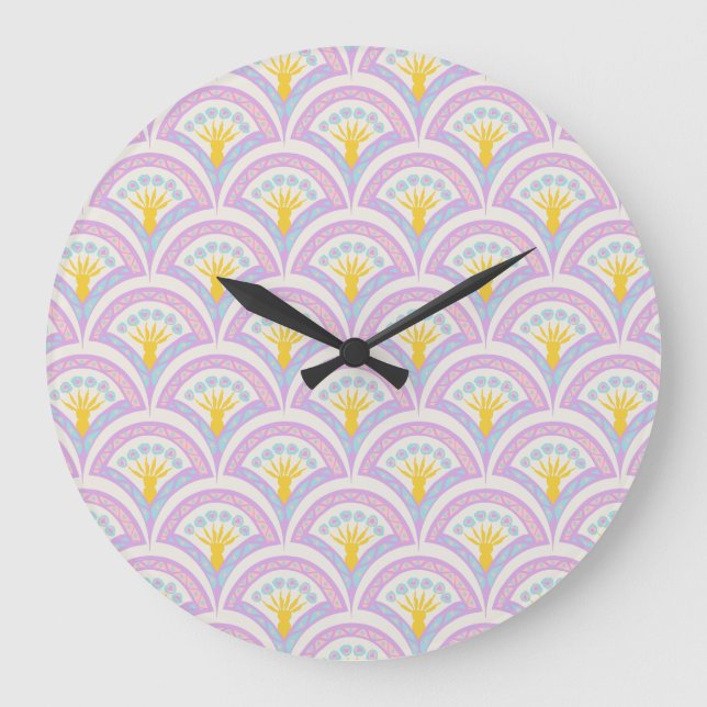 Pastel colored shell pattern large clock (Front)