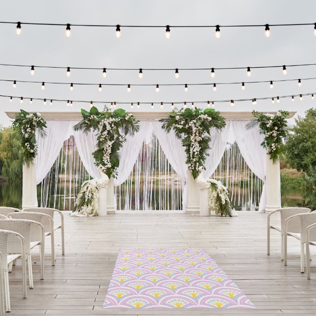 Pastel colored shell pattern outdoor rug (Insitu (Wedding 1))