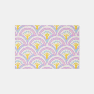 Pastel colored shell pattern outdoor rug