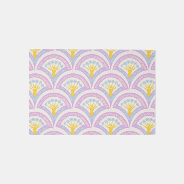 Pastel colored shell pattern outdoor rug (Front)
