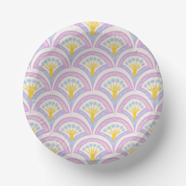 Pastel colored shell pattern paper bowls (Front)