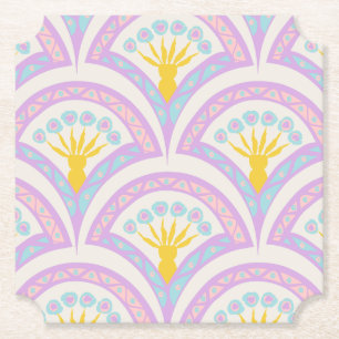 Pastel colored shell pattern paper coaster