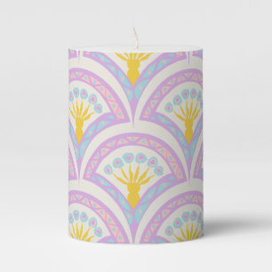 Pastel colored shell pattern pillar candle