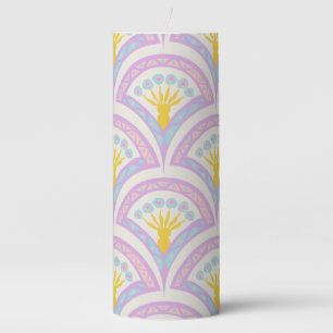 Pastel colored shell pattern pillar candle