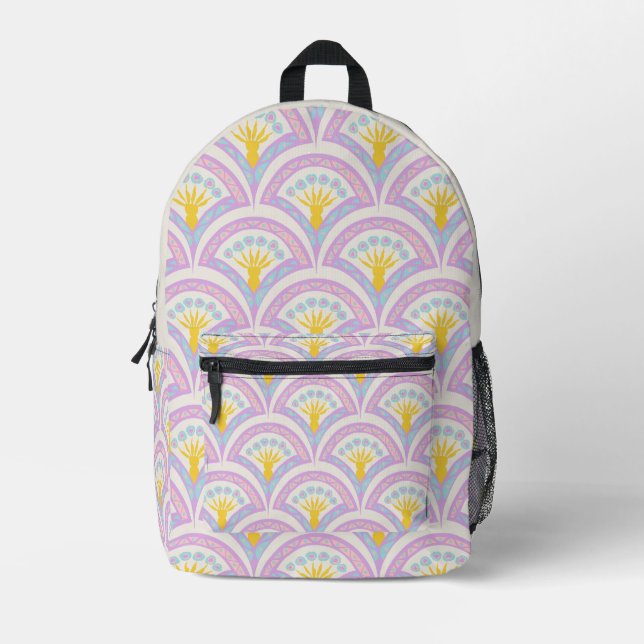 Pastel colored shell pattern printed backpack (Front)