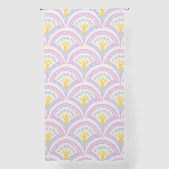 Pastel colored shell pattern sheer curtains (Front)