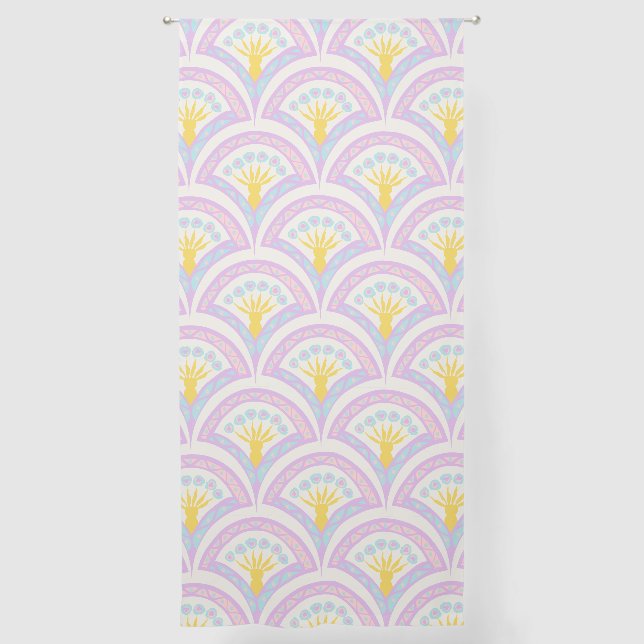 Pastel colored shell pattern sheer curtains (Front)