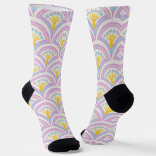 Pastel colored shell pattern socks
