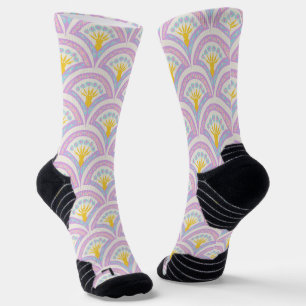 Pastel colored shell pattern socks