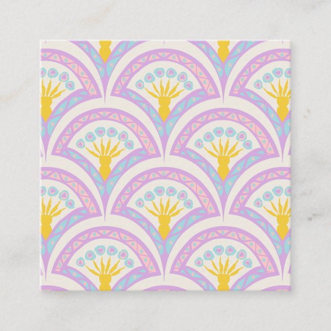 Pastel colored shell pattern square business card (Front)