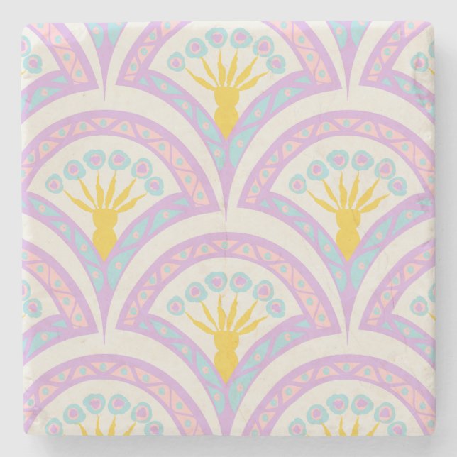 Pastel colored shell pattern stone coaster (Front)