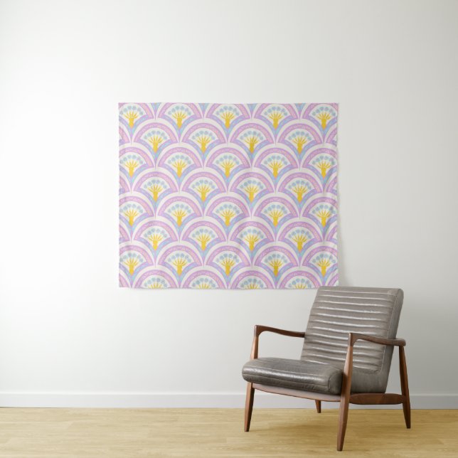 Pastel colored shell pattern tapestry (In Situ (Horizontal))