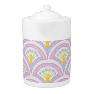 Pastel colored shell pattern teapot