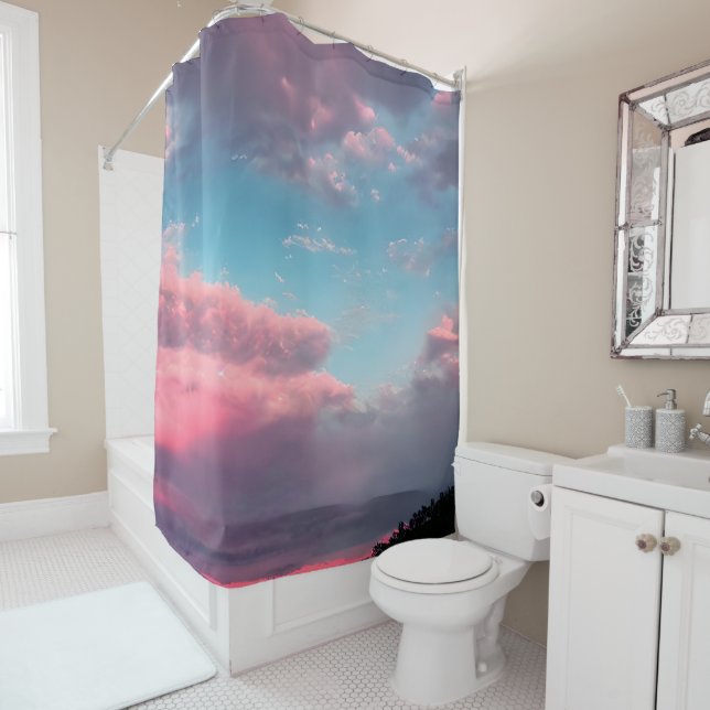Pastel-colored sky shower curtain (In Situ)