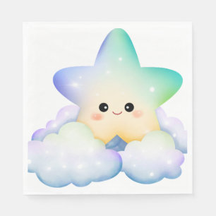 PASTEL COLORED SMILING STAR AND CLOUDS NAPKINS