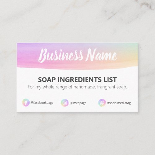 Pastel Colored Soap Ingredients Business Card