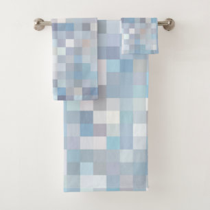Pastel Colored Square Pattern Bath Towel Set