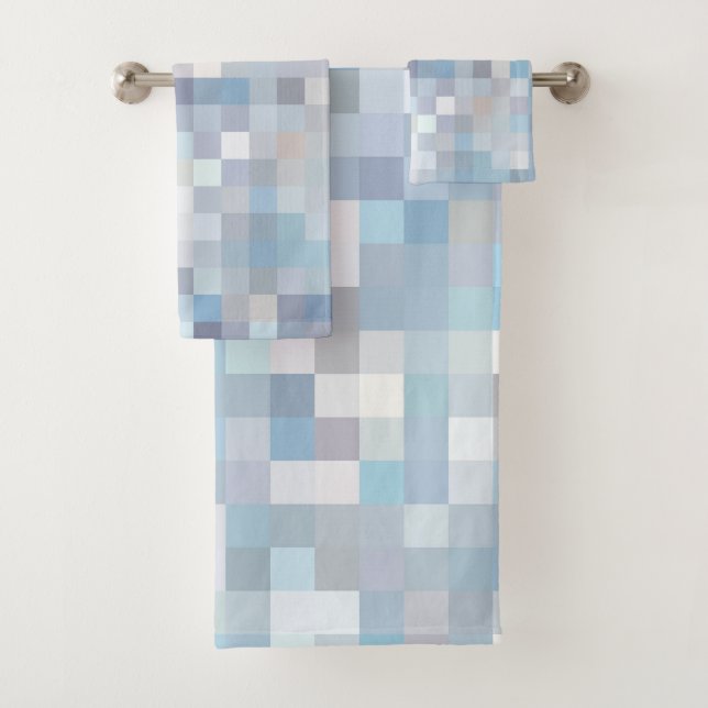 Pastel Colored Square Pattern Bath Towel Set (Insitu)
