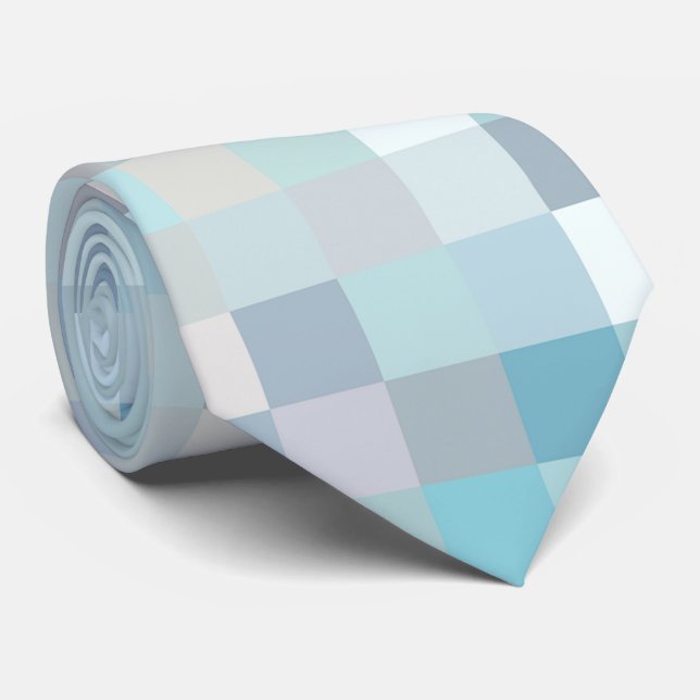 Pastel Colored Square Pattern Neck Tie (Rolled)