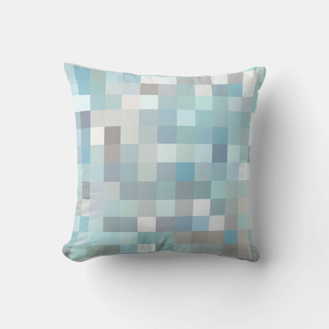 Pastel Colored Square Pattern Throw Pillow (Front)