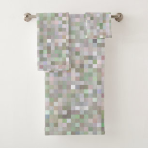 Pastel Colored Squares Bath Towel Set