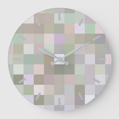 Pastel Colored Squares Large Clock