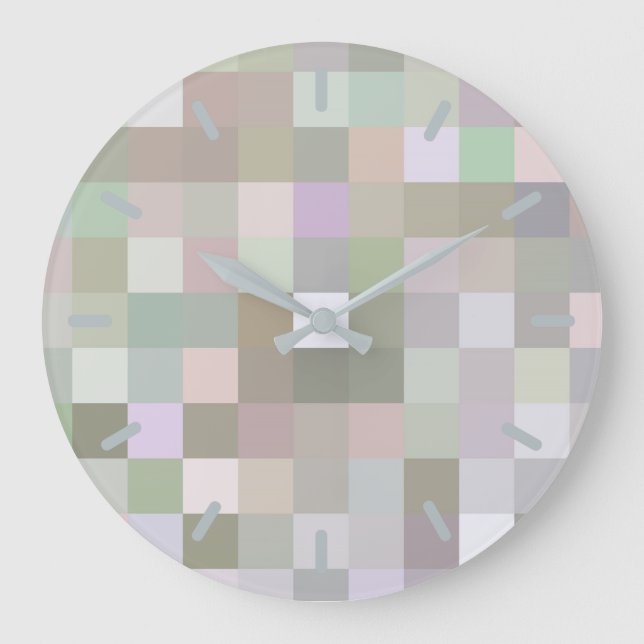 Pastel Colored Squares Large Clock (Front)