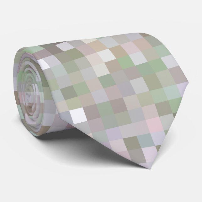 Pastel Colored Squares Neck Tie (Rolled)