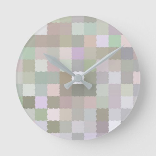 Pastel Colored Squares Round Clock