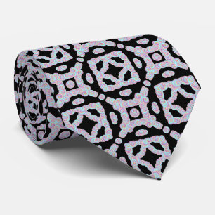 Pastel Colored Squiggly Discs Symmetrical Pattern Neck Tie