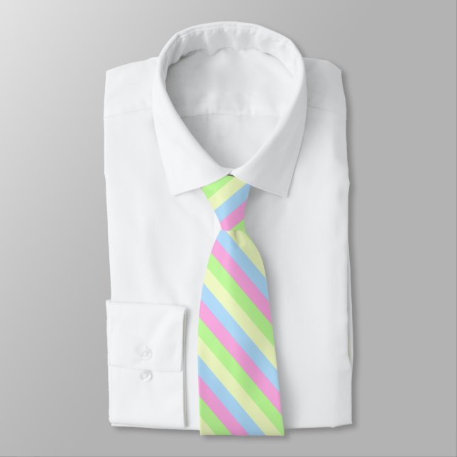 Pastel Colored Striped Neck Tie (Tied)