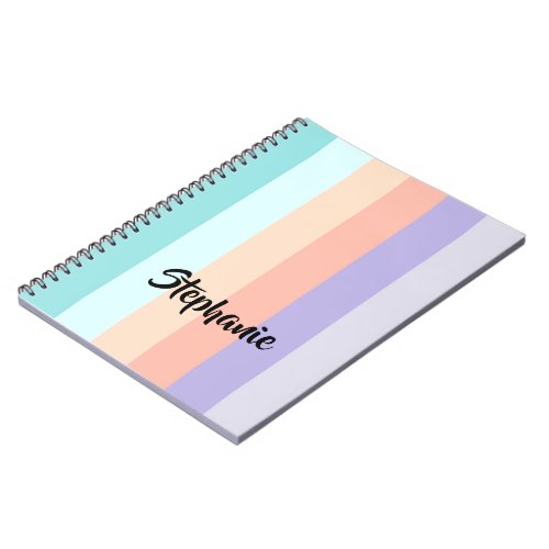 Pastel Colored Stripes Purple Lavender Peach Notebook