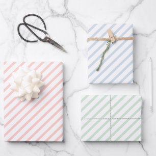 Pastel Colored Stripes Wrapping Paper Sheets