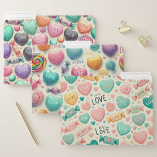 PASTEL COLORED VALENTINES DAY CANDIES FILE FOLDER