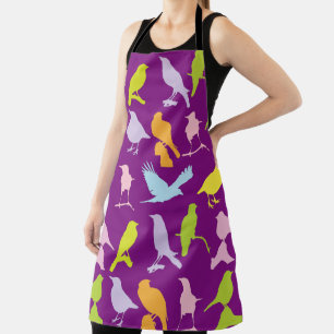 Pastel Colored Variety of Birds Pattern Apron