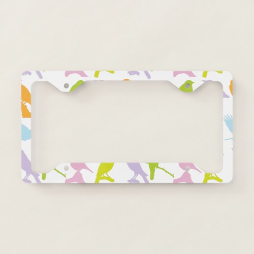 Pastel Colored Variety of Birds Pattern License Plate Frame
