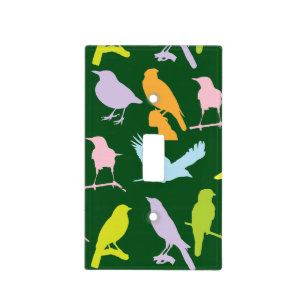 Pastel Colored Variety of Birds Pattern Light Switch Cover