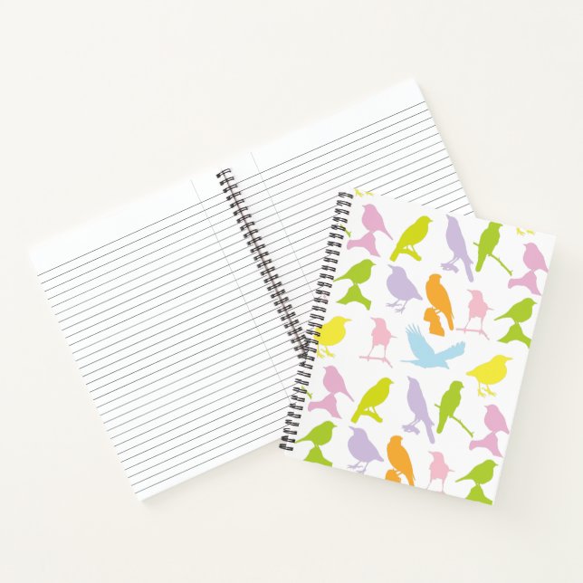 Pastel Colored Variety of Birds Pattern Notebook (Inside)
