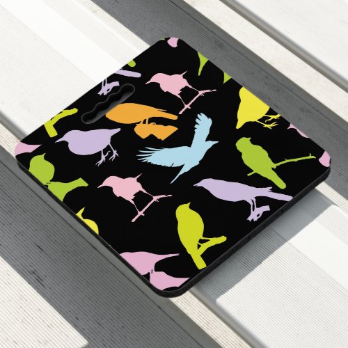 Pastel Colored Variety of Birds Pattern Seat Cushion