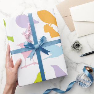 Pastel Colored Variety of Birds Pattern Wrapping Paper