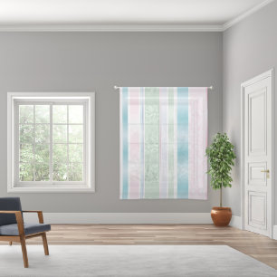 Pastel Colored Vertical Stripes Sheer Curtains
