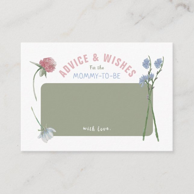 Pastel Colored Wild Floral Advice Cards (Front)