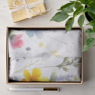 Pastel Colored Wildflowers Decoupage Tissue Paper