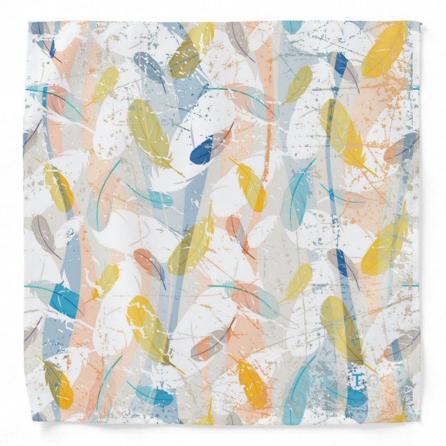 Pastel Colorful Abstract Feathers Pattern Bandana (Front)