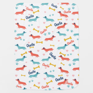 Pastel Colorful Dachshund Dog Baby Blanket