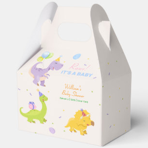 Pastel Colorful Dinosaur Balloon Party Baby Shower Favor Boxes