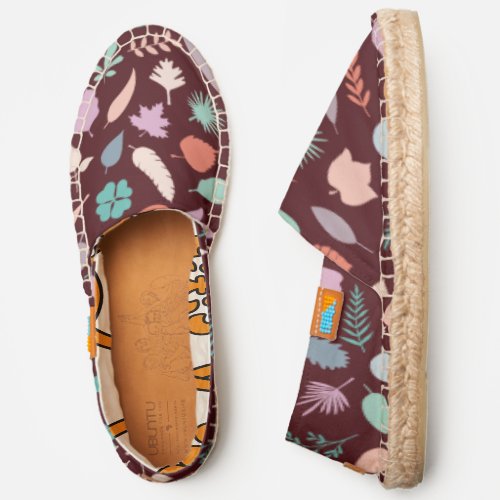 Pastel Colorful Fall Leaves Pattern Espadrilles