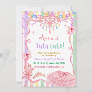 Pastel Colorful Fancy Tutu Birthday Invitation